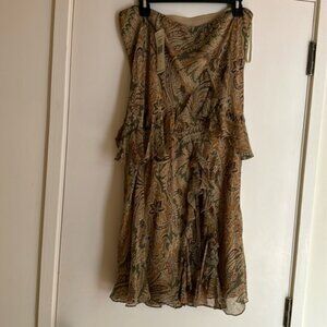 Paisley 100% silk Ralph Lauren ruffles tiered skirt